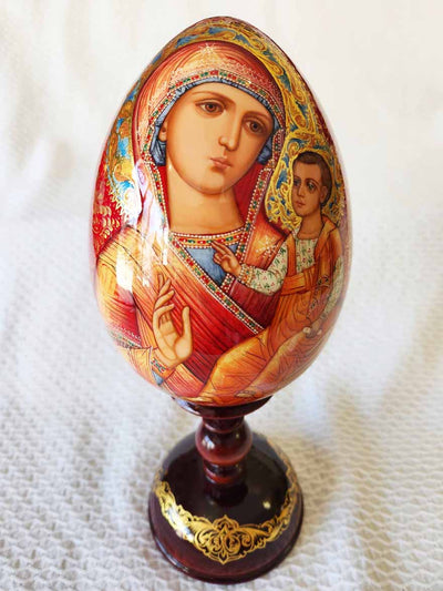 An Icon Egg Seven Lakes Mother of God Hand Painted