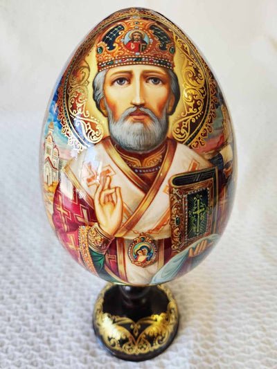 An Icon Egg St Nicholas 02 Hand Painted