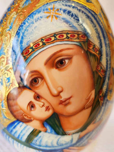 An Icon Egg Vladimir Mother of God Hand Painted