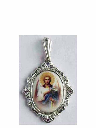 B507 Porcelain Archangel Gabriel Icon Pendant