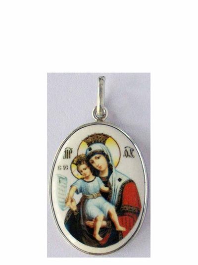 B509Lg Porcelain Meet It Is Theotokos Icon Pendant