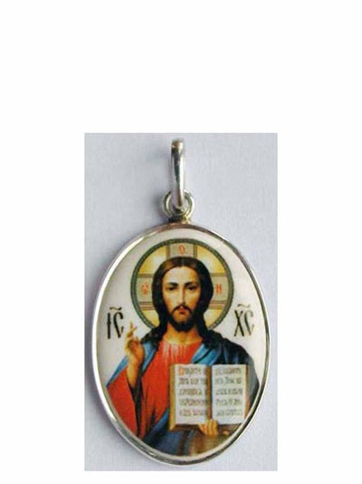 B513Lg Porcelain Christ Icon Pendant
