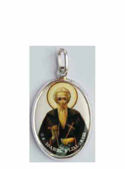 B520Lg Porcelain St John of Rila Icon Pendant