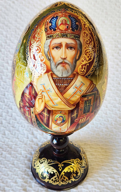 An Icon Egg St Nicholas Hand Painted