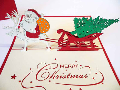 Pop Up Card 102 Santa Sleigh with Tree
