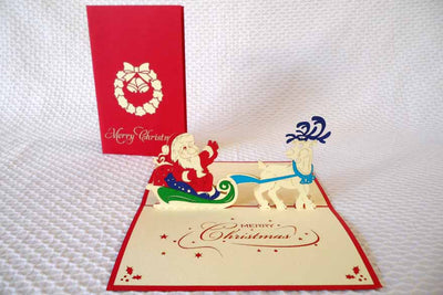 Pop Up Card 205 Santa Sleigh with Reindeer
