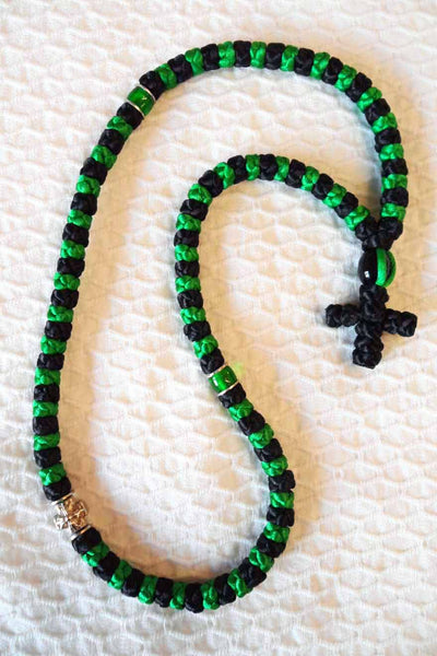 Mount Athos Prayer Rope 100 GRN BLK BLKb CrBd