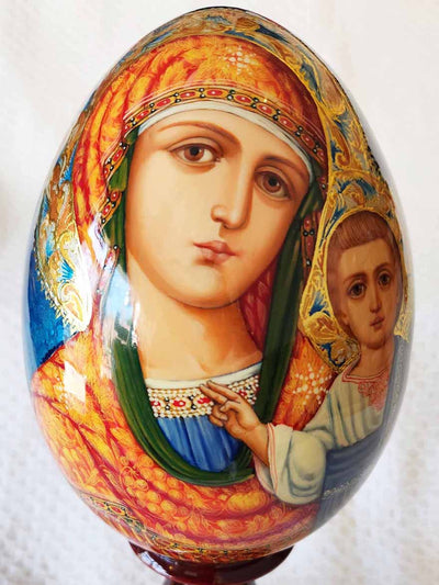 An Icon Egg Kazan Mother of God 01 Hand Painted