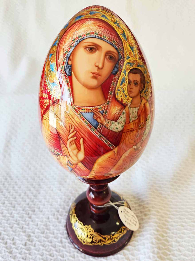 An Icon Egg Seven Lakes Mother of God Hand Painted