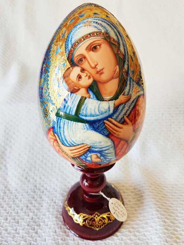 An Icon Egg Vladimir Mother of God Hand Painted