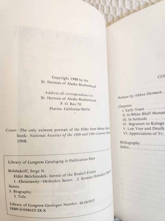 Elder Melchizedek Hermit rare book