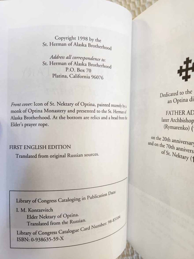 Elder Nektary of Optina rare book NEW