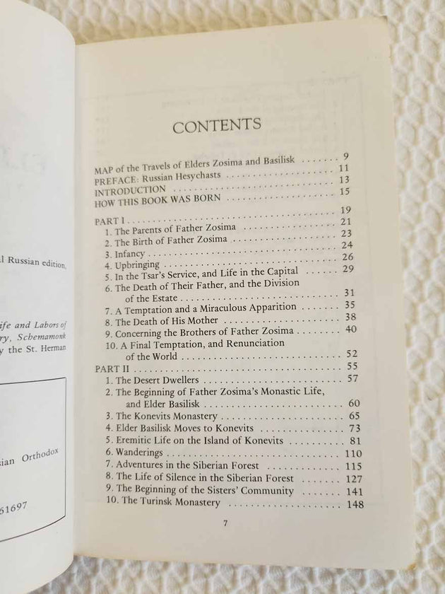 Elder Zosima Hesychast of Siberia Rare Book