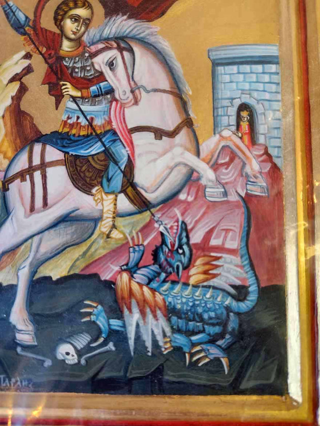 George Slaying Dragon Greek Icon 8x10