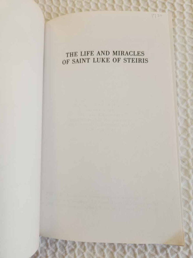 Life Miracles St Luke of Steiris rare book