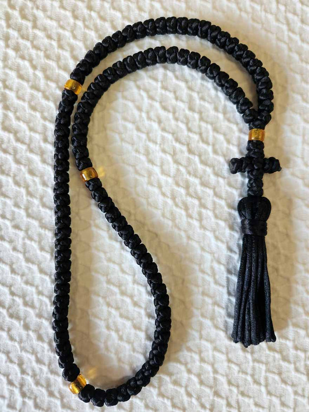 Mount Athos Prayer Rope 100 BLK AMBbds CT