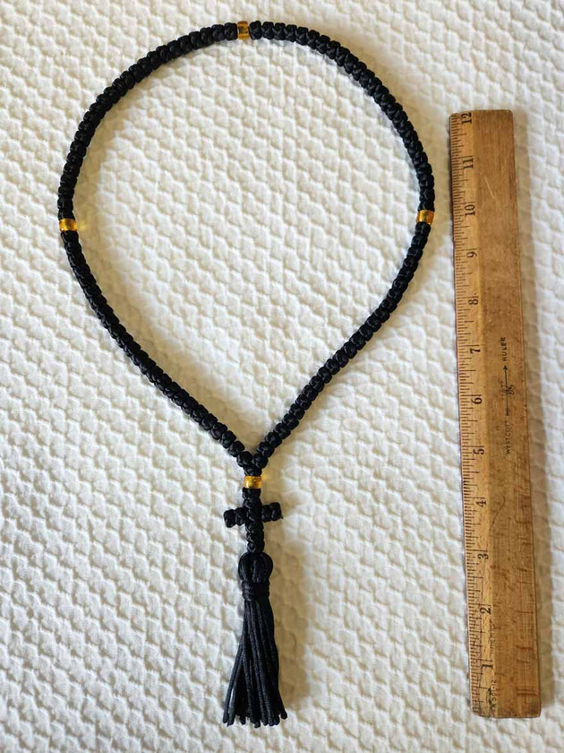 Mount Athos Prayer Rope 100 BLK AMBbds CT