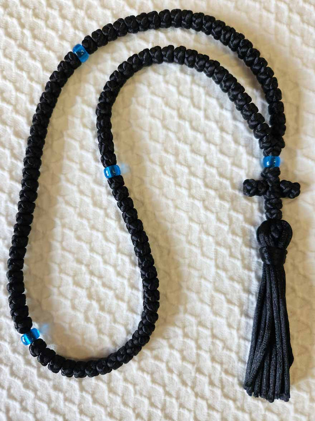 Mount Athos Prayer Rope 100 BLK BLUbds CT2