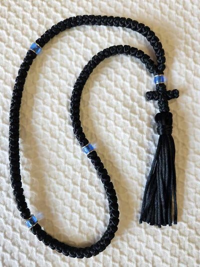 Mount Athos Prayer Rope 100 BLK BLUbds CT