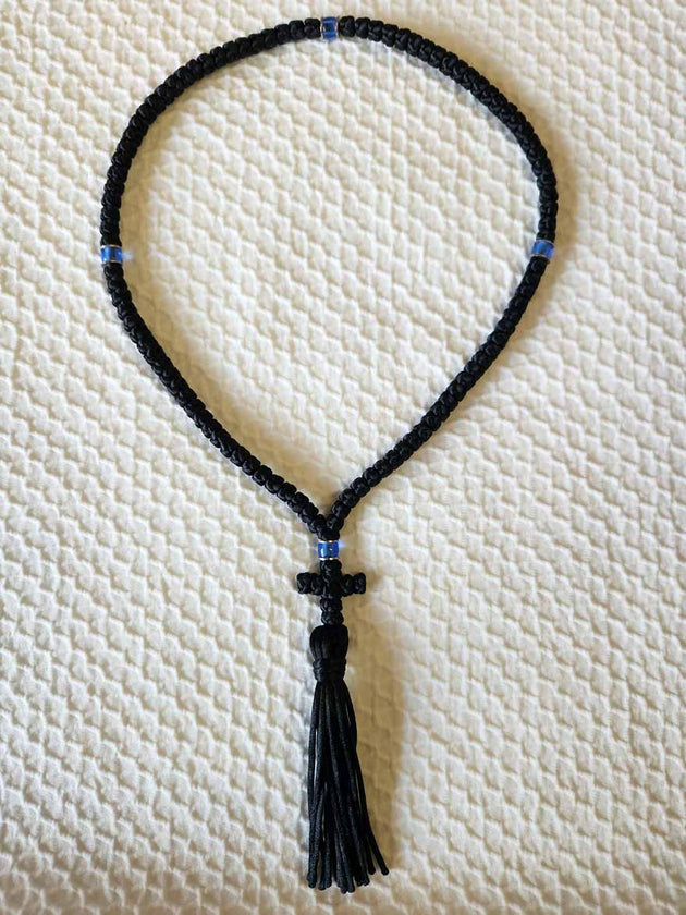 Mount Athos Prayer Rope 100 BLK BLUbds CT