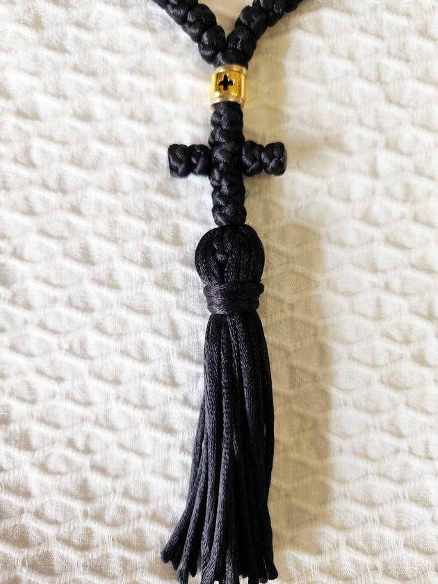 Mount Athos Prayer Rope 100 BLK GCrossBds CT