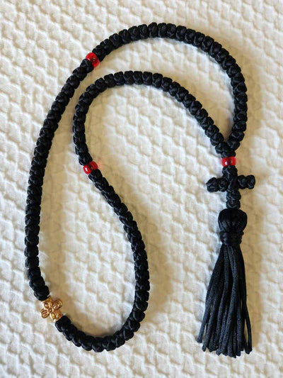 Mount Athos Prayer Rope 100 BLK REDbds CT