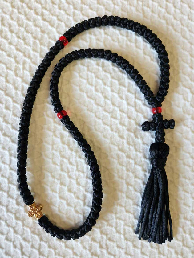 Mount Athos Prayer Rope 100 BLK REDbds CT