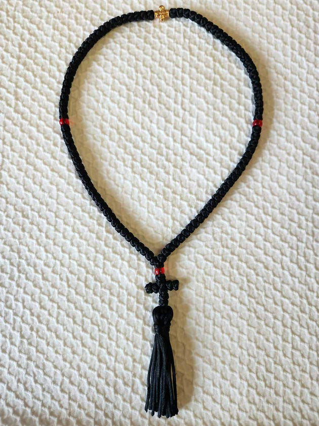 Mount Athos Prayer Rope 100 BLK REDbds CT