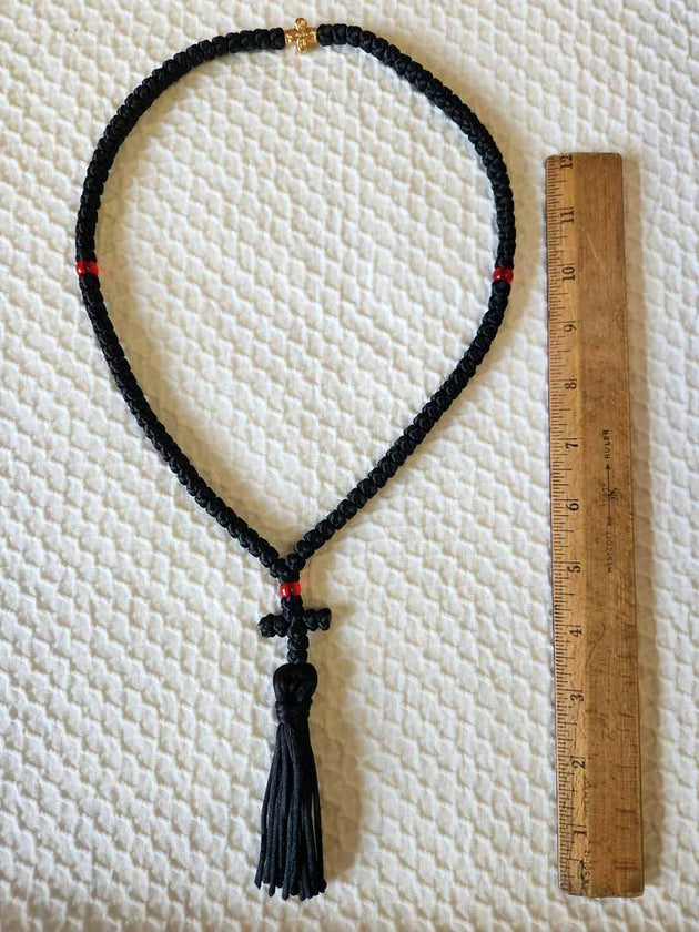 Mount Athos Prayer Rope 100 BLK REDbds CT