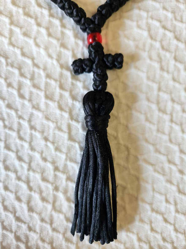 Mount Athos Prayer Rope 100 BLK REDbds CT