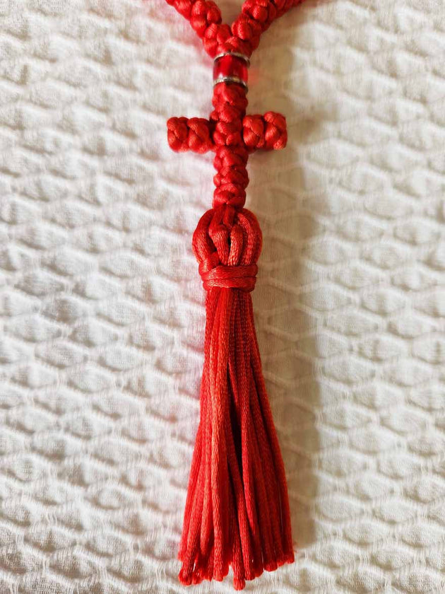 Mount Athos Prayer Rope 100 RED TheotBd CT