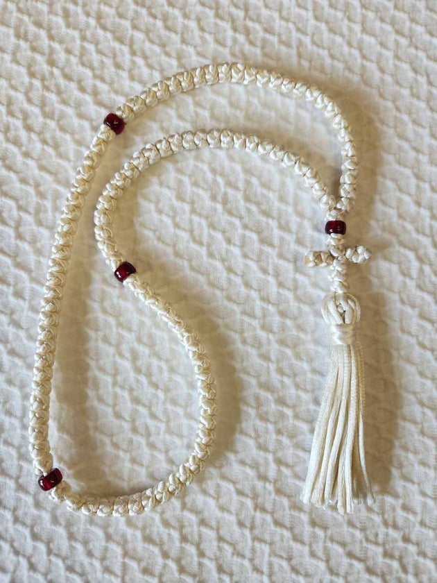 Mount Athos Prayer Rope 100 WHT REDbds CT