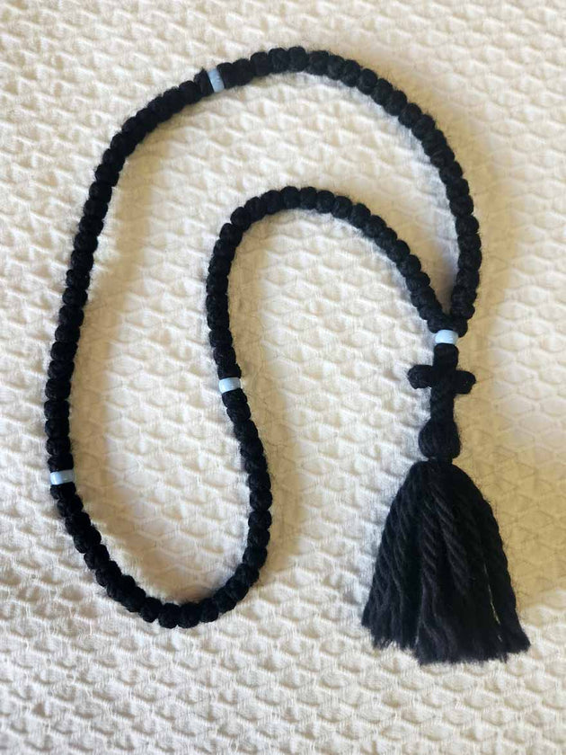 Mount Athos Prayer Rope 100 WOOL WHTbds