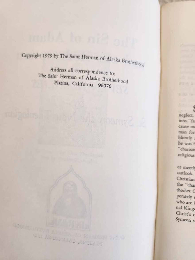 Sin of Adam by Saint Symeon 1st Ed rare