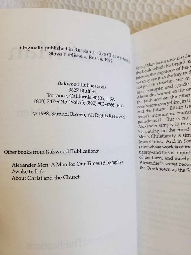 Son of Man By Fr Alexander Men rare
