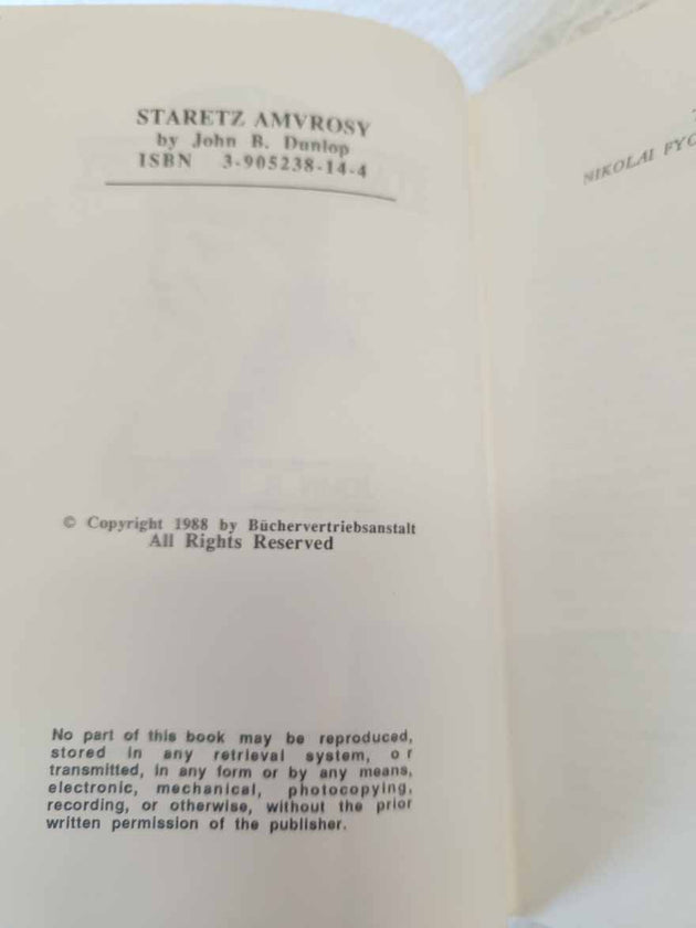 Staretz Amvrosy by John B Dunlop Rare