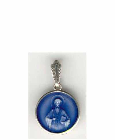 B025 St John of Rila Pendant with Blue Enamel