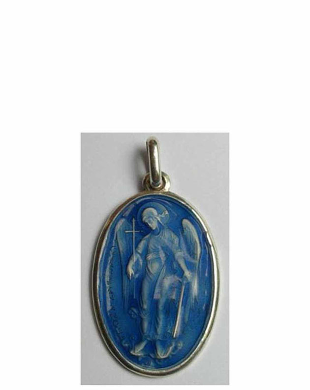 B00061 Guardian Angel Icon Pendant with Blue Enamel