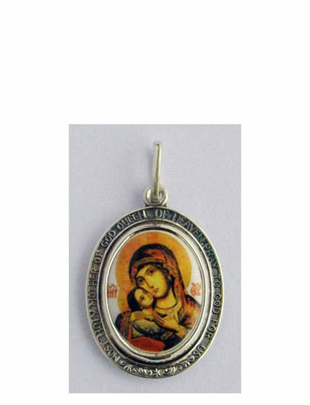 B514Queen Porcelain Sweet Kissing Theotokos Icon Pendant