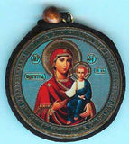 Christ and Smolensk Round Two Sided Car Pendant Icon CP001