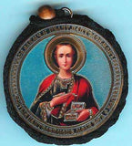 Panteleimon and Guardian Angel Round Two Sided Car Pendant Icon CP017