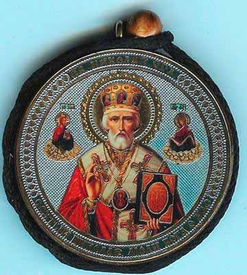 Smolensk and Saint Nicholas mitre Round Two Sided Car Pendant Icon CP036