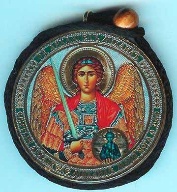 Michael Archangel and Christ Round Two Sided Car Pendant Icon CP039