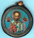 Vladimir Mother of God and Nicholas of Myra Round Two Sided Car Pendant Icon CP043