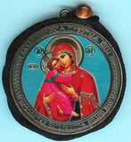 Vladimir Mother of God and Nicholas of Myra mitre Round Two Sided Car Pendant Icon CP044