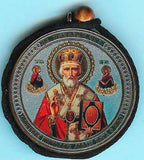 Christ and St Nicholas Round Two Sided Car Pendant Icon CP093