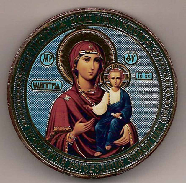 Smolensk Mother of God Round One-Sided Car Icon Ci003