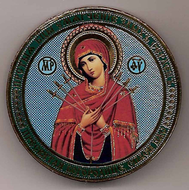 Seven Arrows Mother of God Round One Sided Car Icon Ci030