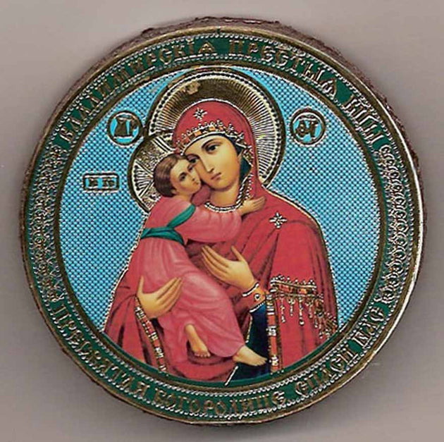 Vladimir Mother of God Round One Sided Car Icon Ci032