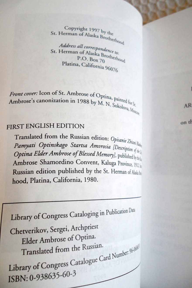 Elder Ambrose of Optina Rare 1st Edition